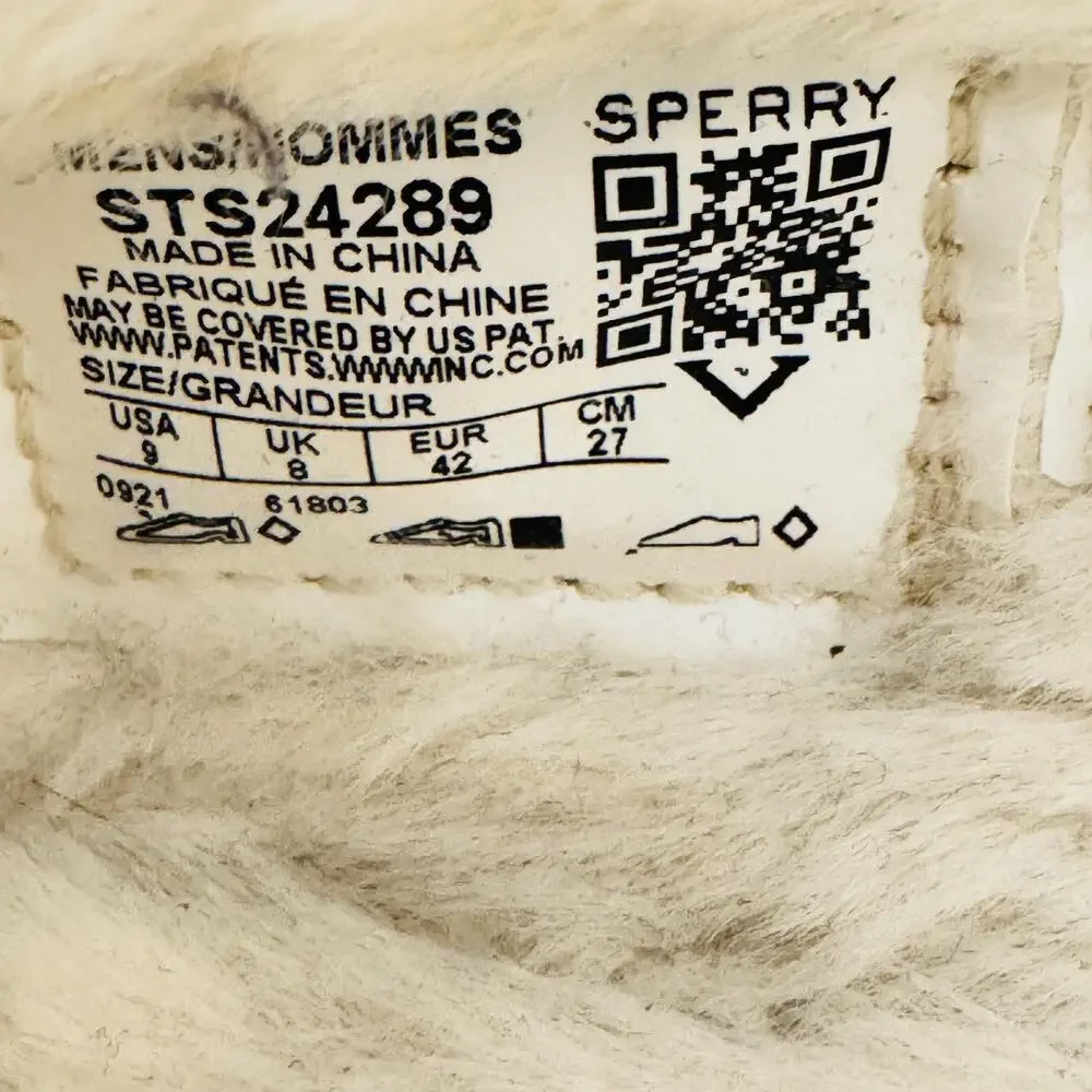 Sperry Shoes Mens 9 Beige Faux Fur Lined Top Sider Boat Casual Comfort